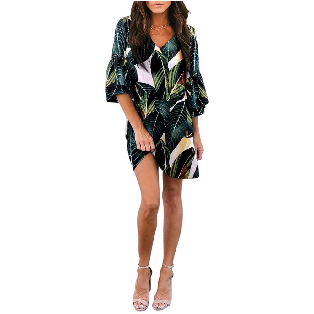 BELONGSCI Women's DressLeaf print XL NWT